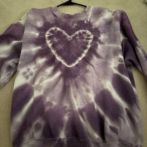 Urban Outfitters Purple Tie-Dye Heart Sweatshirt